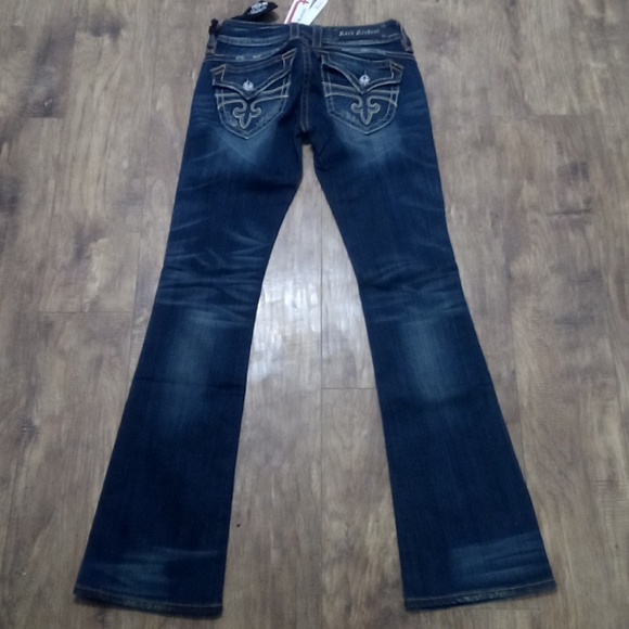 Rock Revival Women's 26 Bootcut Patti Dark Flap Pockets Distressed - Picture 2 of 13